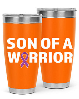Alzheimer's Awareness Style 90# Tumbler in stainless steel with a drink-thru lid, showcasing its double wall vacuum design.