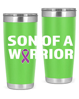Alzheimer's Awareness Style 90# Tumbler in stainless steel with a drink-thru lid, showcasing its double wall vacuum design.