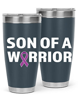 Alzheimer's Awareness Style 90# Tumbler in stainless steel with a drink-thru lid, showcasing its double wall vacuum design.