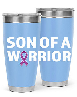 Alzheimer's Awareness Style 90# Tumbler in stainless steel with a drink-thru lid, showcasing its double wall vacuum design.