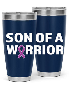 Alzheimer's Awareness Style 90# Tumbler in stainless steel with a drink-thru lid, showcasing its double wall vacuum design.