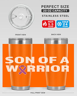 Alzheimer's Awareness Style 90# Tumbler in stainless steel with a drink-thru lid, showcasing its double wall vacuum design.