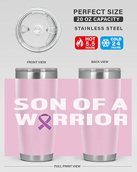 Alzheimer's Awareness Style 90# Tumbler in stainless steel with a drink-thru lid, showcasing its double wall vacuum design.