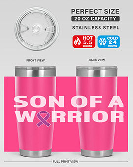 Alzheimer's Awareness Style 90# Tumbler in stainless steel with a drink-thru lid, showcasing its double wall vacuum design.