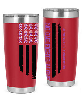 Alzheimer's Awareness Style 92# Tumbler in stainless steel with a vibrant print, showcasing its double wall vacuum design.