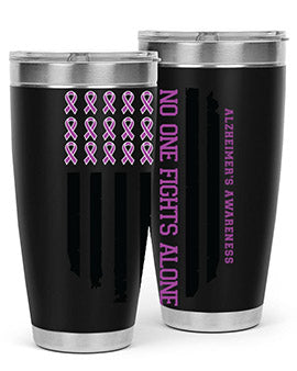 Alzheimer's Awareness Style 92# Tumbler in stainless steel with a vibrant print, showcasing its double wall vacuum design.