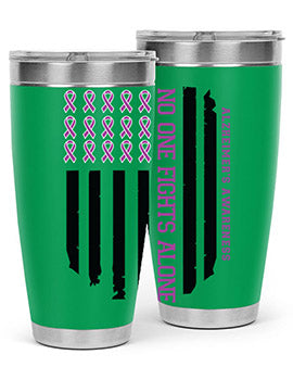 Alzheimer's Awareness Style 92# Tumbler in stainless steel with a vibrant print, showcasing its double wall vacuum design.