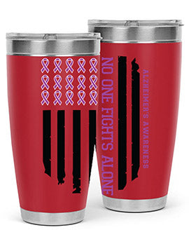 Alzheimer's Awareness Style 92# Tumbler in stainless steel with a vibrant print, showcasing its double wall vacuum design.