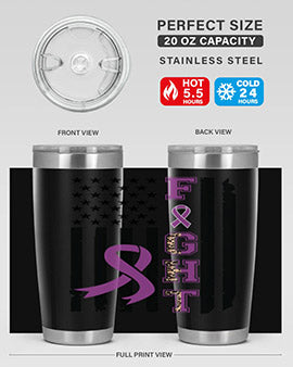 Alzheimer's Awareness Style 94# Tumbler in stainless steel with a vibrant print, showcasing its double wall vacuum design.