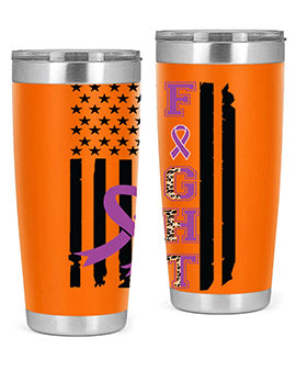 Alzheimer's Awareness Style 94# Tumbler in stainless steel with a vibrant print, showcasing its double wall vacuum design.