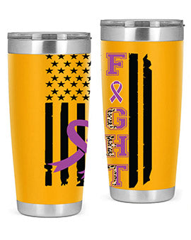 Alzheimer's Awareness Style 94# Tumbler in stainless steel with a vibrant print, showcasing its double wall vacuum design.