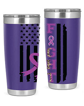 Alzheimer's Awareness Style 94# Tumbler in stainless steel with a vibrant print, showcasing its double wall vacuum design.