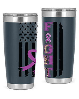 Alzheimer's Awareness Style 94# Tumbler in stainless steel with a vibrant print, showcasing its double wall vacuum design.