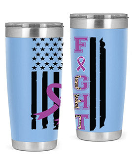 Alzheimer's Awareness Style 94# Tumbler in stainless steel with a vibrant print, showcasing its double wall vacuum design.