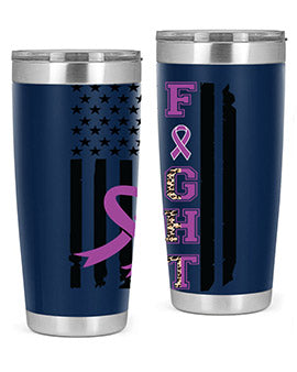 Alzheimer's Awareness Style 94# Tumbler in stainless steel with a vibrant print, showcasing its double wall vacuum design.