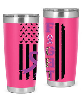 Alzheimer's Awareness Style 94# Tumbler in stainless steel with a vibrant print, showcasing its double wall vacuum design.