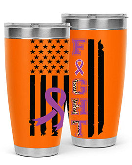Alzheimer's Awareness Style 94# Tumbler in stainless steel with a vibrant print, showcasing its double wall vacuum design.