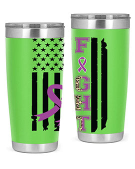 Alzheimer's Awareness Style 94# Tumbler in stainless steel with a vibrant print, showcasing its double wall vacuum design.