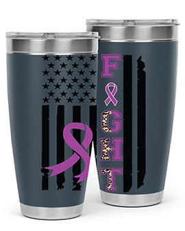 Alzheimer's Awareness Style 94# Tumbler in stainless steel with a vibrant print, showcasing its double wall vacuum design.