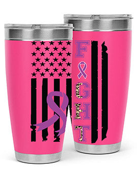 Alzheimer's Awareness Style 94# Tumbler in stainless steel with a vibrant print, showcasing its double wall vacuum design.