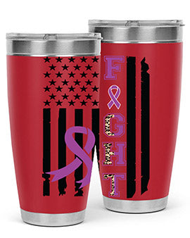 Alzheimer's Awareness Style 94# Tumbler in stainless steel with a vibrant print, showcasing its double wall vacuum design.