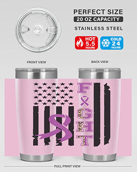 Alzheimer's Awareness Style 94# Tumbler in stainless steel with a vibrant print, showcasing its double wall vacuum design.