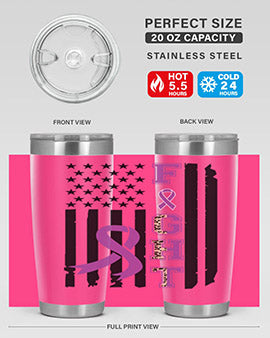 Alzheimer's Awareness Style 94# Tumbler in stainless steel with a vibrant print, showcasing its double wall vacuum design.