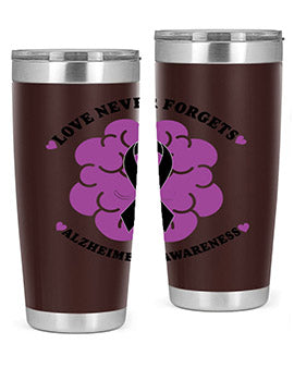 Alzheimer's Awareness Tumbler in stainless steel with a stylish design, perfect for hot and cold beverages.
