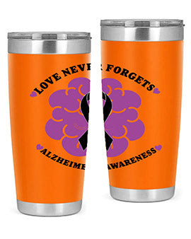 Alzheimer's Awareness Tumbler in stainless steel with a stylish design, perfect for hot and cold beverages.