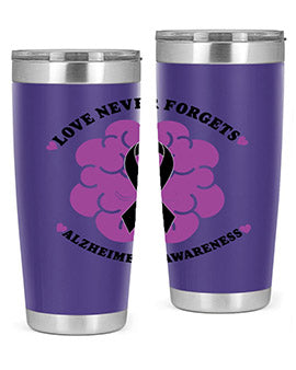 Alzheimer's Awareness Tumbler in stainless steel with a stylish design, perfect for hot and cold beverages.