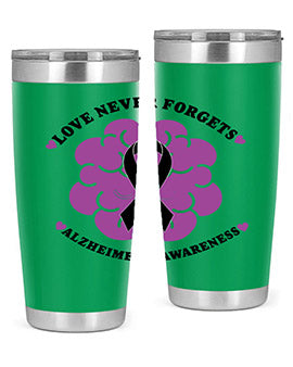 Alzheimer's Awareness Tumbler in stainless steel with a stylish design, perfect for hot and cold beverages.
