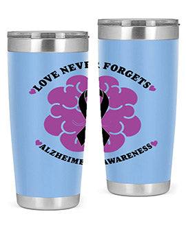 Alzheimer's Awareness Tumbler in stainless steel with a stylish design, perfect for hot and cold beverages.