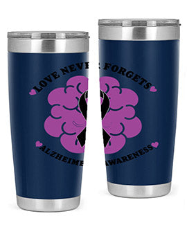 Alzheimer's Awareness Tumbler in stainless steel with a stylish design, perfect for hot and cold beverages.