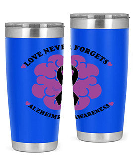 Alzheimer's Awareness Tumbler in stainless steel with a stylish design, perfect for hot and cold beverages.