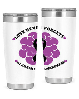 Alzheimer's Awareness Tumbler in stainless steel with a stylish design, perfect for hot and cold beverages.