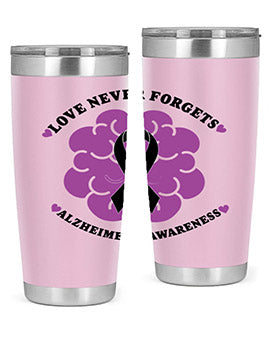 Alzheimer's Awareness Tumbler in stainless steel with a stylish design, perfect for hot and cold beverages.