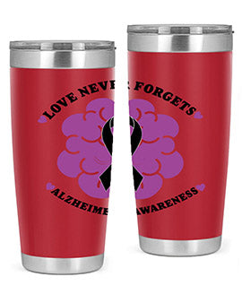 Alzheimer's Awareness Tumbler in stainless steel with a stylish design, perfect for hot and cold beverages.