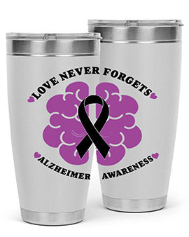 Alzheimer's Awareness Tumbler in stainless steel with a stylish design, perfect for hot and cold beverages.