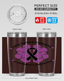 Alzheimer's Awareness Tumbler in stainless steel with a stylish design, perfect for hot and cold beverages.