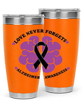 Alzheimer's Awareness Tumbler in stainless steel with a stylish design, perfect for hot and cold beverages.