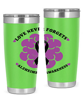 Alzheimer's Awareness Tumbler in stainless steel with a stylish design, perfect for hot and cold beverages.