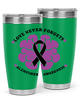 Alzheimer's Awareness Tumbler in stainless steel with a stylish design, perfect for hot and cold beverages.