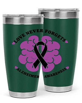 Alzheimer's Awareness Tumbler in stainless steel with a stylish design, perfect for hot and cold beverages.