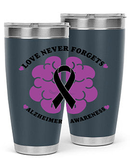 Alzheimer's Awareness Tumbler in stainless steel with a stylish design, perfect for hot and cold beverages.
