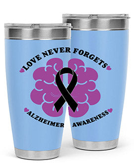 Alzheimer's Awareness Tumbler in stainless steel with a stylish design, perfect for hot and cold beverages.