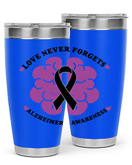 Alzheimer's Awareness Tumbler in stainless steel with a stylish design, perfect for hot and cold beverages.