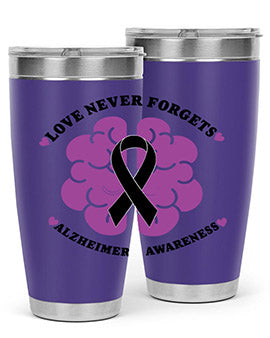 Alzheimer's Awareness Tumbler in stainless steel with a stylish design, perfect for hot and cold beverages.