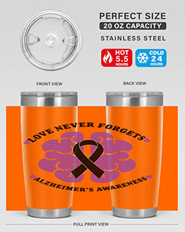 Alzheimer's Awareness Tumbler in stainless steel with a stylish design, perfect for hot and cold beverages.