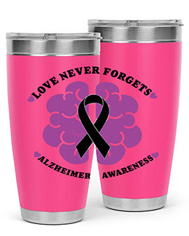 Alzheimer's Awareness Tumbler in stainless steel with a stylish design, perfect for hot and cold beverages.