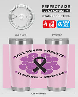 Alzheimer's Awareness Tumbler in stainless steel with a stylish design, perfect for hot and cold beverages.